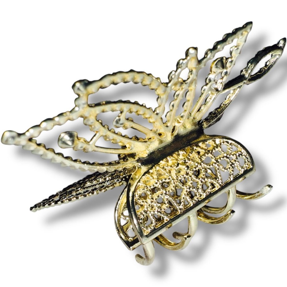 NWT Gold Butterfly Hair Clip with Rhinestone Accents - Picture 10 of 10